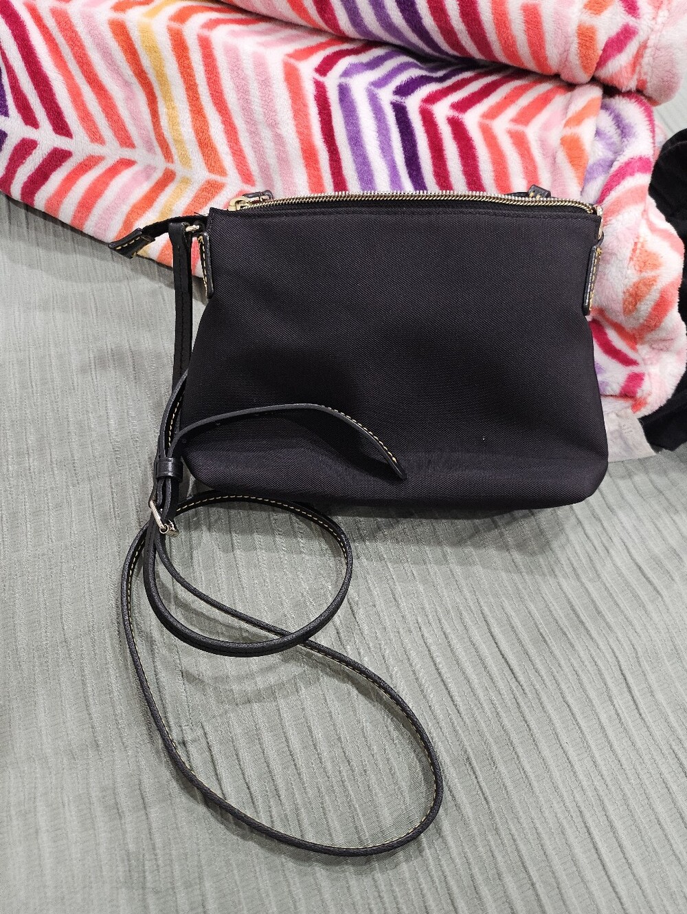 Dooney & Bourke Nylon Crossbody Pouchette with leather trim. - Picture 4 of 6